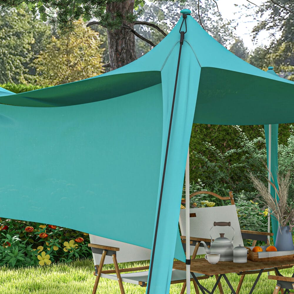 Blaues, wasserdichtes Sonnensegel 3x3x2m mit Tragetasche.