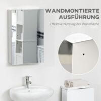 Silberner Spiegelschrank für das Bad 39x12x60cm aus Edelstahl mit 3 Ebenen