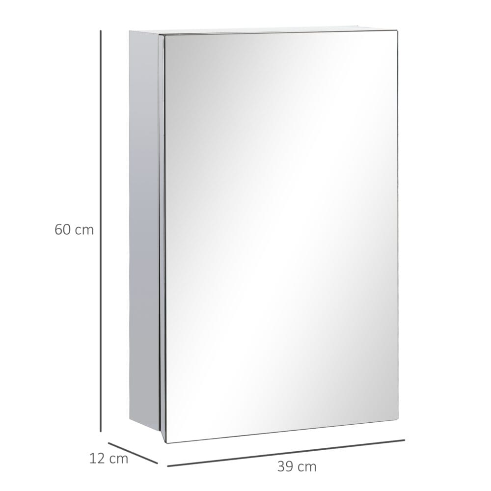 Silberner Spiegelschrank für das Bad 39x12x60cm aus Edelstahl mit 3 Ebenen