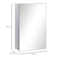 Silberner Spiegelschrank für das Bad 39x12x60cm aus Edelstahl mit 3 Ebenen