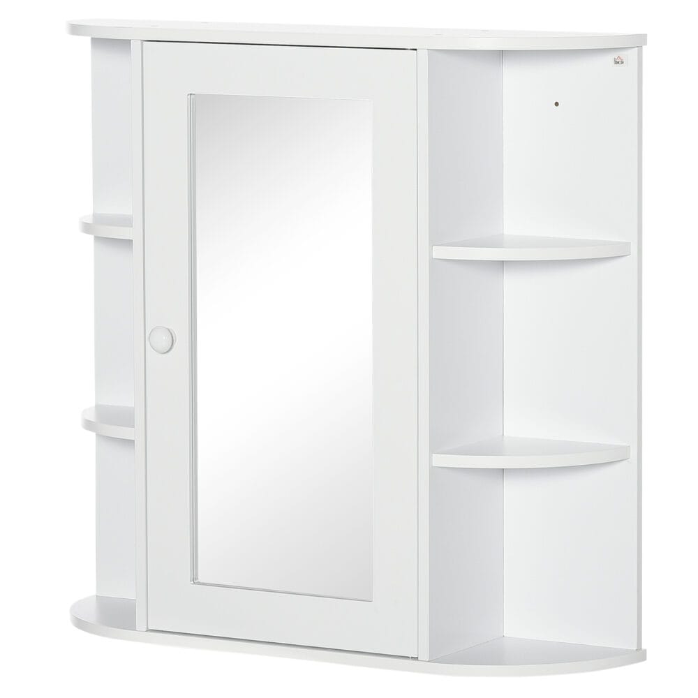 Weisser Spiegelschrank als Hängeschrank für das Bad 66x17x63cm mit 8 Fächern