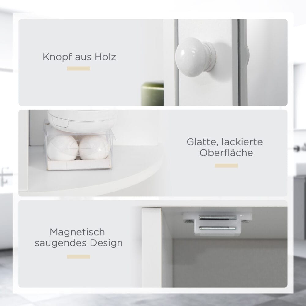 Weisser Spiegelschrank als Hängeschrank für das Bad 66x17x63cm mit 8 Fächern