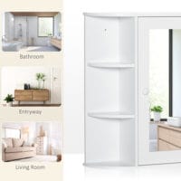 Weisser Spiegelschrank als Hängeschrank für das Bad 66x17x63cm mit 8 Fächern