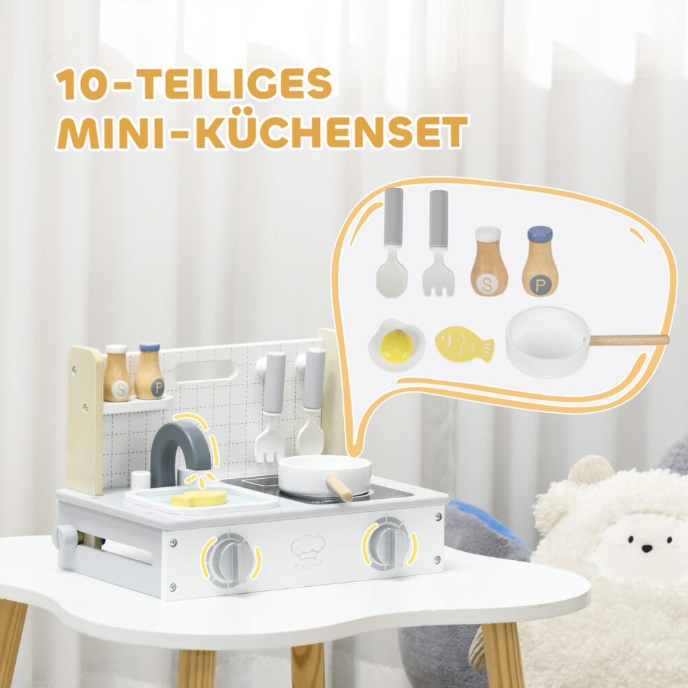 10-teiliges Spielküchen-Zubehörset, perfektes Küchenzubehör für kleine Köche ab 3 Jahren.