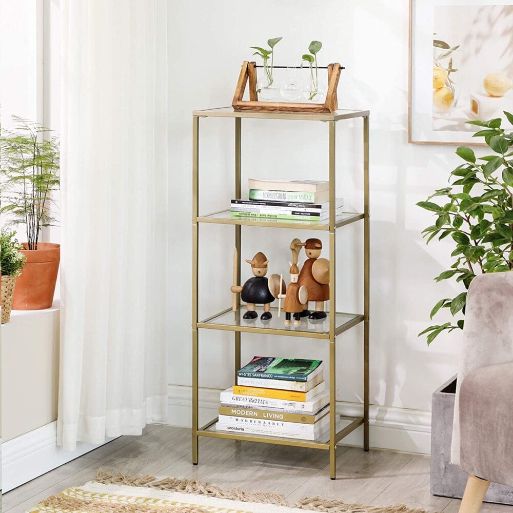 Standregal Glasregal 4-stufig Gold