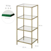 Standregal Glasregal 4-stufig Gold
