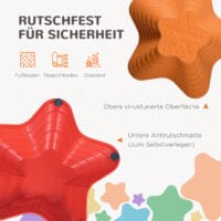 Buntes Stapelspielzeug in Form von Balance-Steinen, bis 80kg belastbar, fördert Koordination und Gleichgewichtssinn bei Kindern.