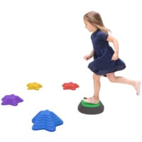 Stapelspielzeug in Form von rutschfesten Flusssteinen, ideal für Balancespiele bis 80kg. Es fördert Koordination und Körperbeherrschung bei Kindern.