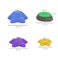 Stapelspielzeug in Form von rutschfesten Flusssteinen, ideal für Balancespiele bis 80kg. Es fördert Koordination und Körperbeherrschung bei Kindern.