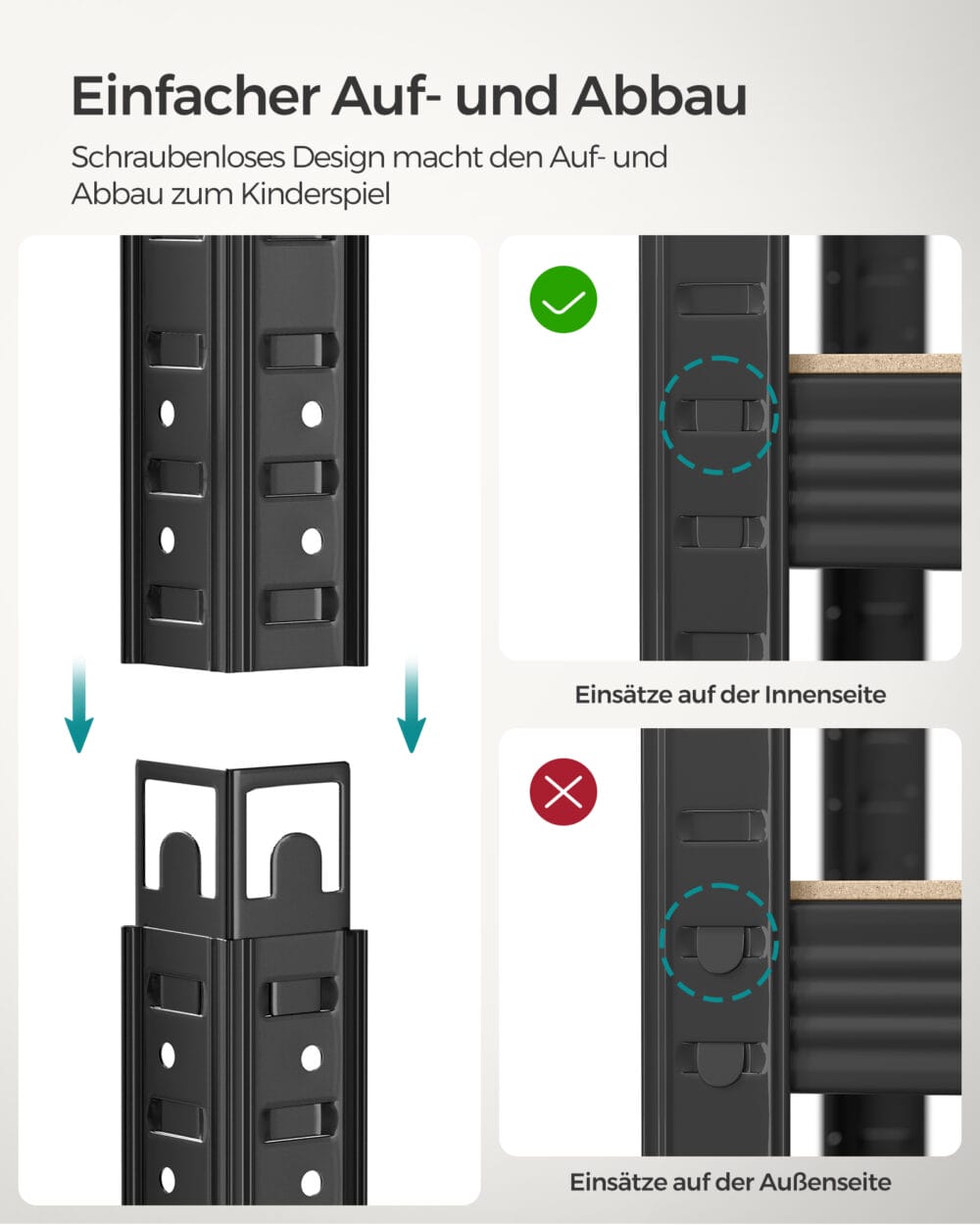 Schwarzes Steckregal Lagerregal 200x100x50 cm, robust und vielseitig nutzbar.