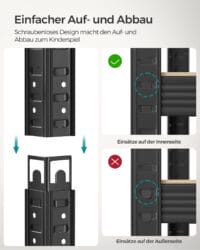 Schwarzes Steckregal Lagerregal 200x100x50 cm, robust und vielseitig nutzbar.