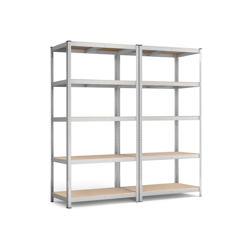 Steckregal Lagerregal 2er-Set 200x100x50cm Silber.