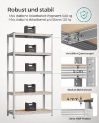 Steckregal Lagerregal 50x100x200, ideal für Keller und Garage.