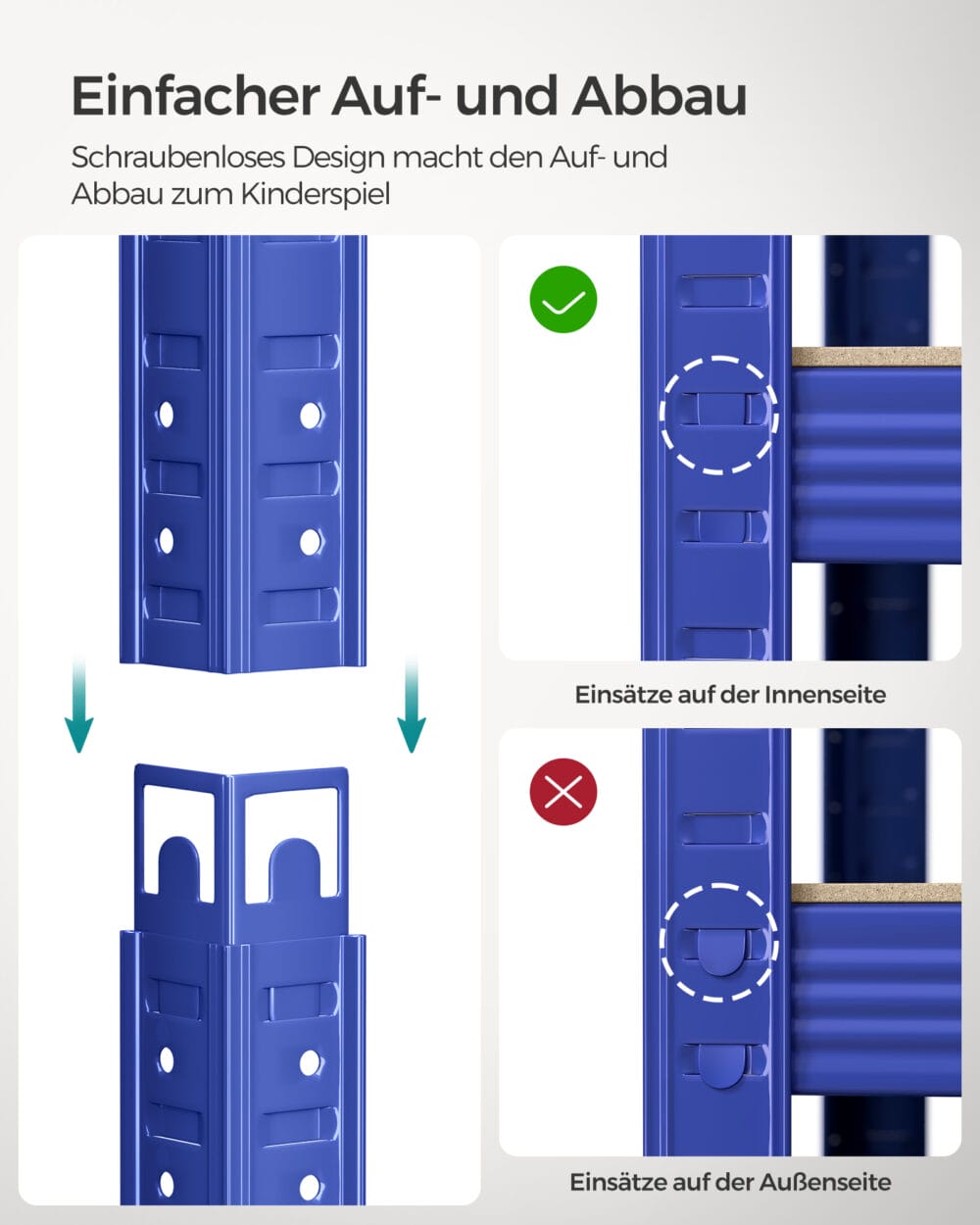 Stabiles Steckregal für Lager oder Werkstatt, belastbar bis 750 kg.