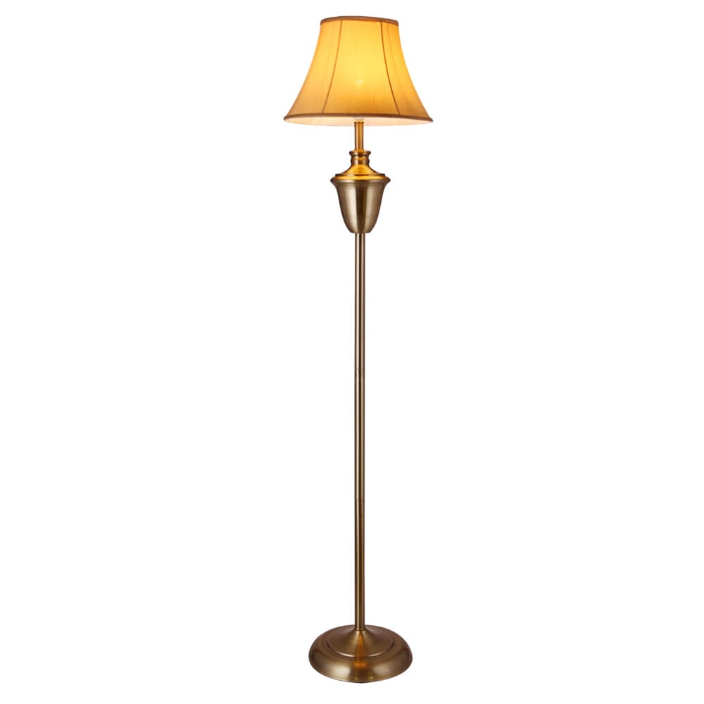 Stehlampe Madrid 1x E27 Ø35x157cm Messingfarben/Beige