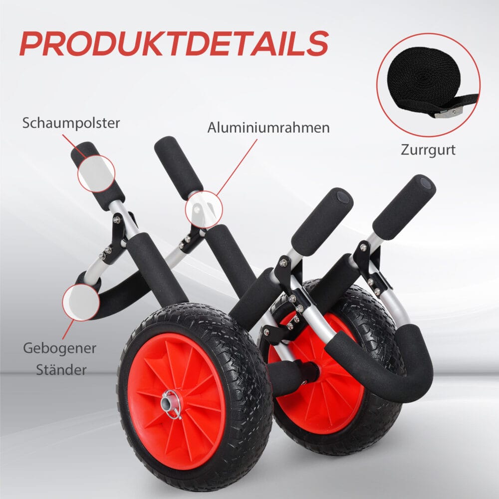 Klappbarer Transportwagen aus Aluminium für Surfbretter, belastbar bis 45 kg