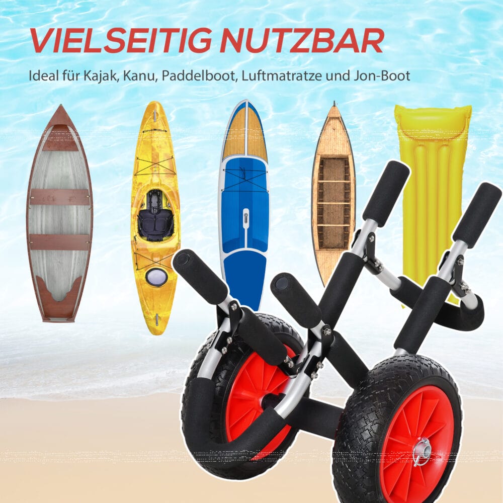 Klappbarer Transportwagen aus Aluminium für Surfbretter, belastbar bis 45 kg