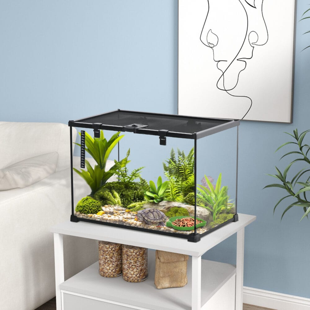 Glas- & Metall-Terrarium für Reptilien, 50x30x35cm.