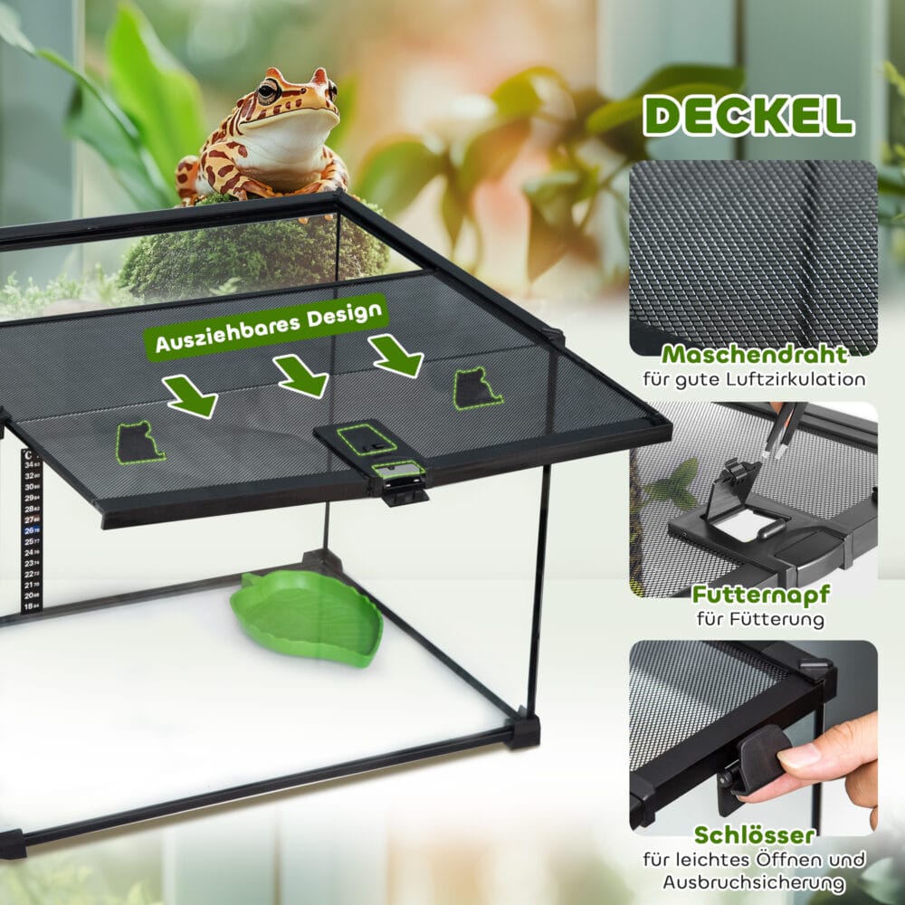 Glas- & Metall-Terrarium für Reptilien, 50x30x35cm.
