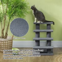 Graue Tiertreppe mit 4 Stufen, 63,5x43x60cm.