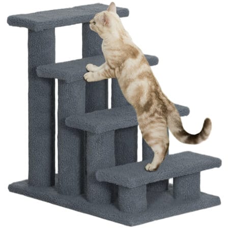 Graue Tiertreppe mit 4 Stufen, 63,5x43x60cm.