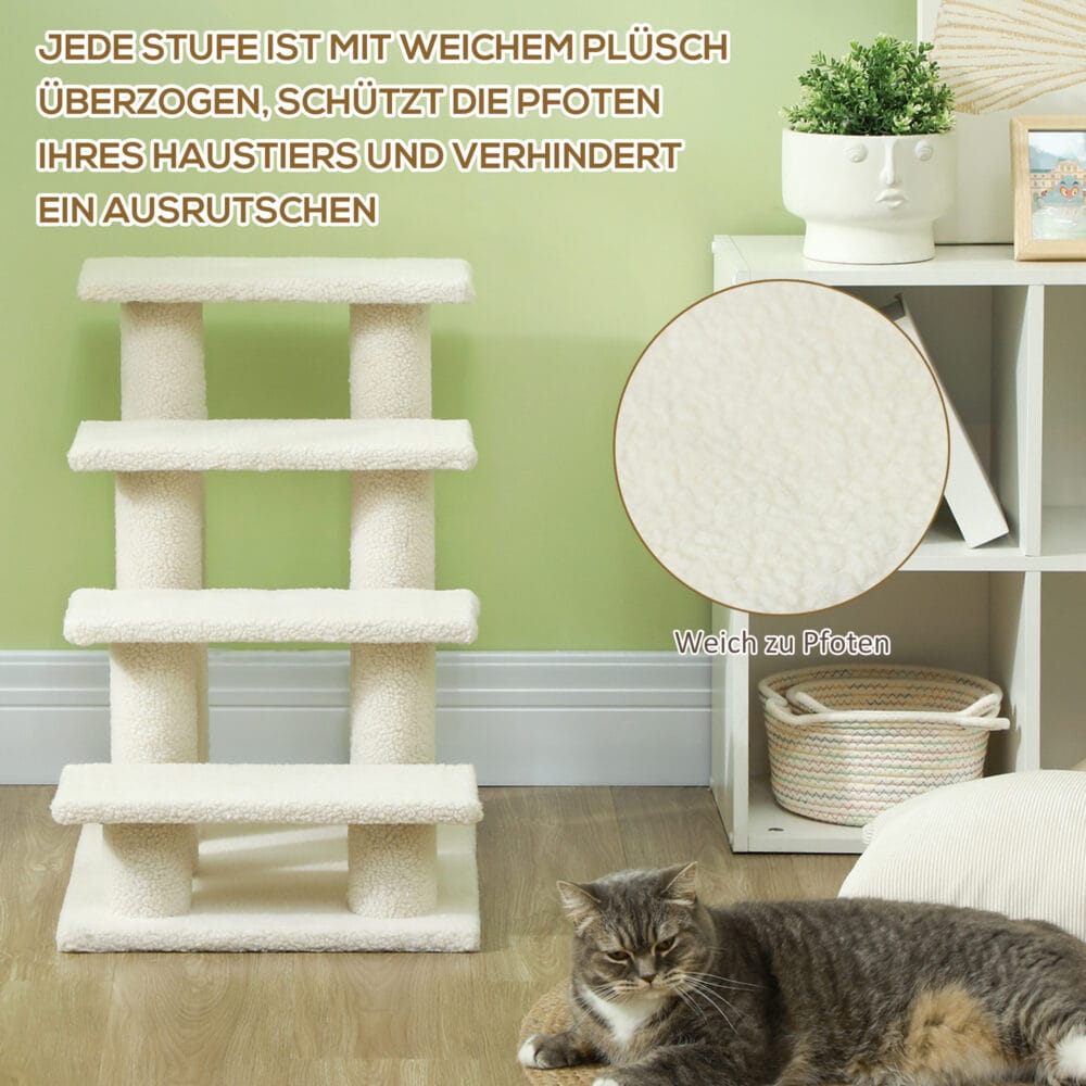 Beige Tiertreppe mit 4 Stufen.