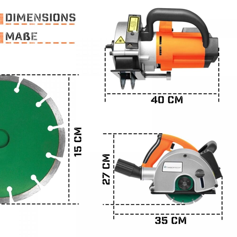 TIMBERTECH® Mauernutfräse 1700W 4000U/min mit Laser 150mm Scheiben