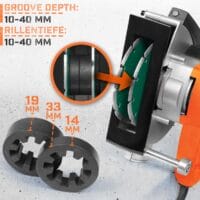 TIMBERTECH® Mauernutfräse 1700W 4000U/min mit Laser 150mm Scheiben