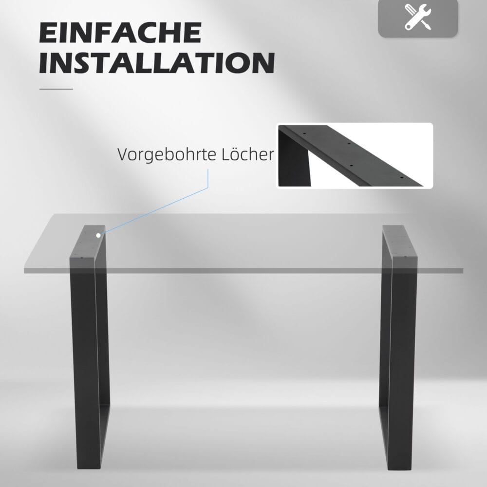 Modernes & stabiles 2er-Set schwarze Tischbeine aus Stahl.