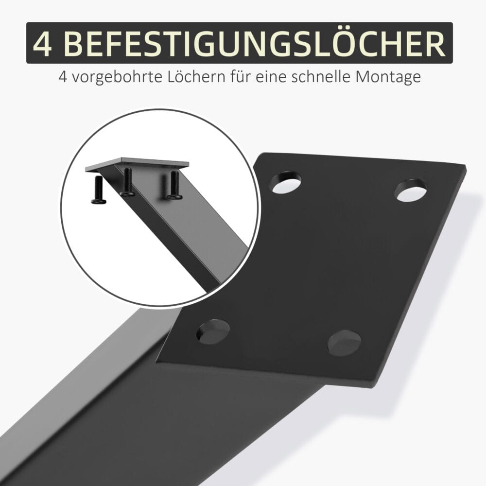 Stabiles und stilvolles 2er-Set schwarze Tischbeine in X-Form.
