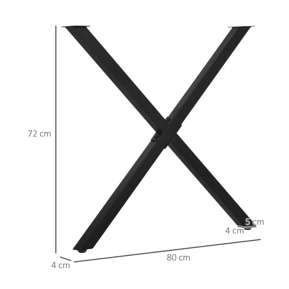 Stabiles und stilvolles 2er-Set schwarze Tischbeine in X-Form.