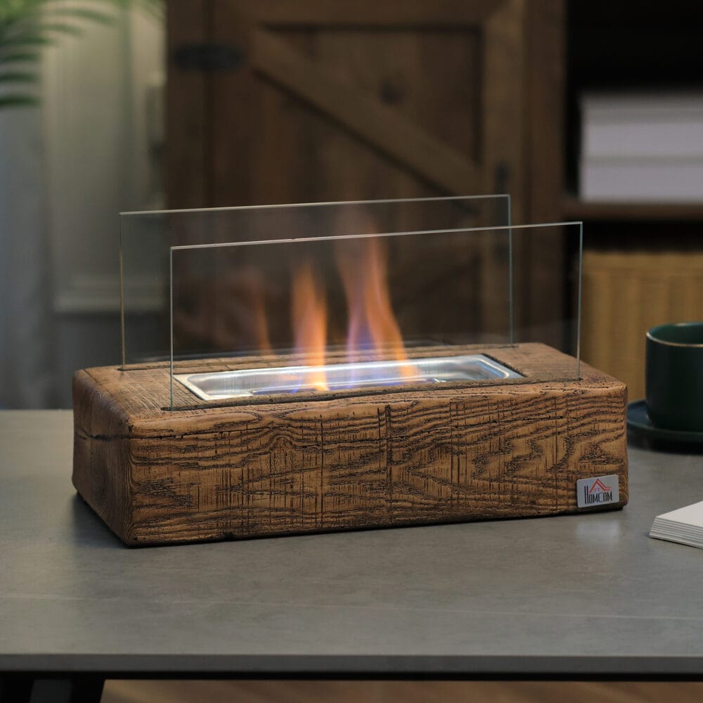 Tischkamin kompakt und modern mit Bio-Ethanol für Innenbereiche.
