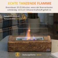 Tischkamin kompakt und modern mit Bio-Ethanol für Innenbereiche.