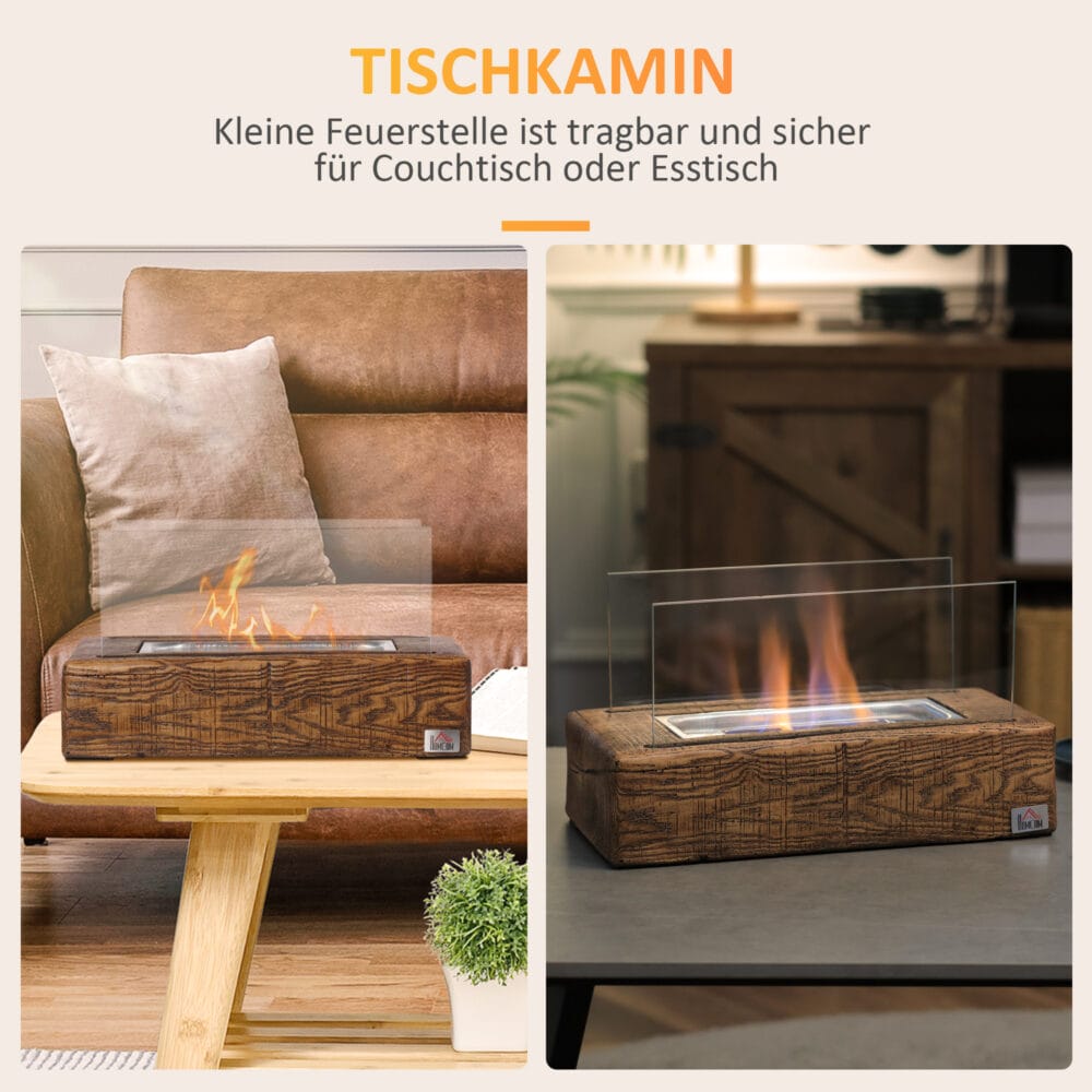 Tischkamin kompakt und modern mit Bio-Ethanol für Innenbereiche.