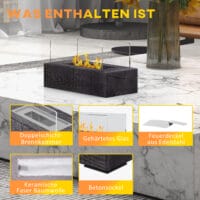 Tragbarer Tischkamin in stilvoller Holzoptik mit Bio-Ethanol-Betrieb.