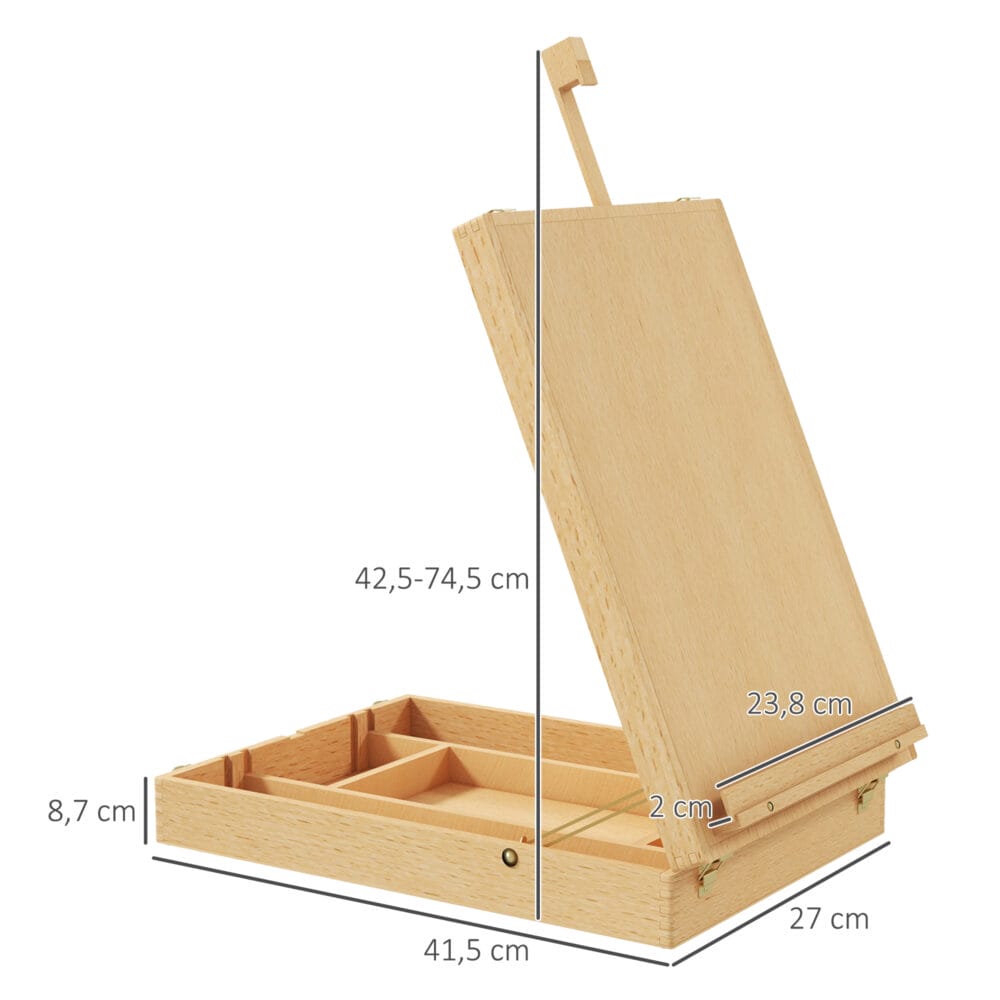 Tischstaffelei Holz winkelverstellbar faltbar mit Griff & Stauraum