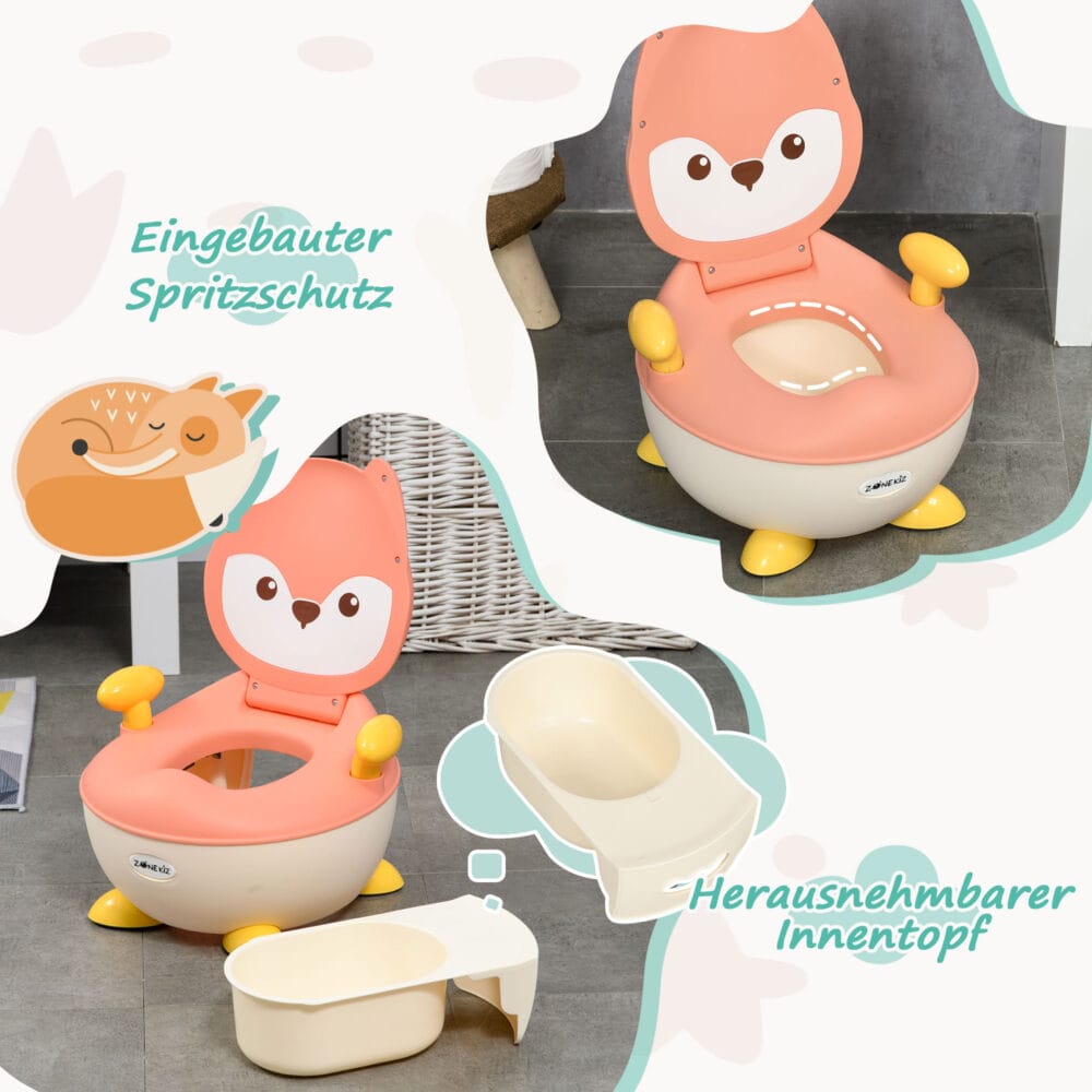 Töpfchen Fuchs Design rutschfest speziell für Kinder von 6 Monaten bis 3 Jahre Rosa zum spielerischen Töpfchentraining.