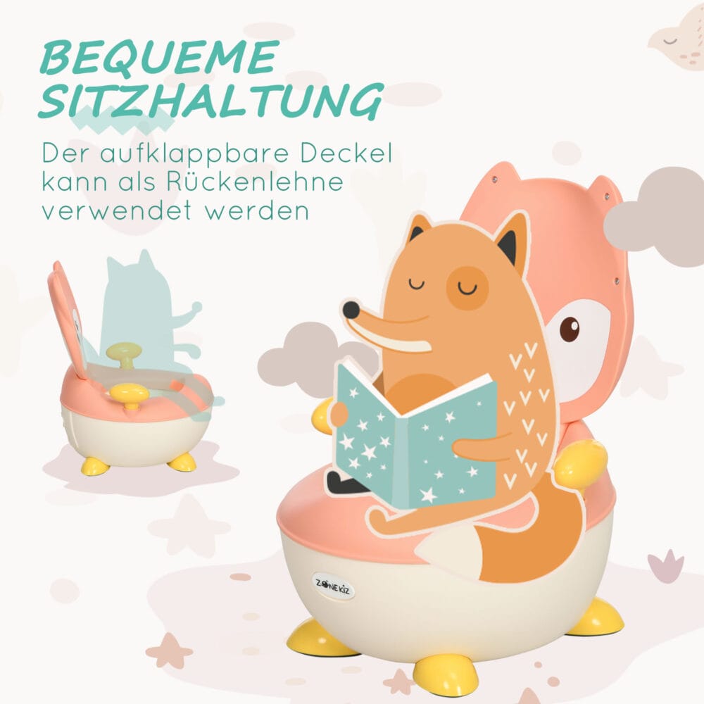 Töpfchen Fuchs Design rutschfest speziell für Kinder von 6 Monaten bis 3 Jahre Rosa zum spielerischen Töpfchentraining.