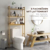 3-stöckiges Toilettenregal und Badregal aus Bambus platzsparend mit Kippschutz