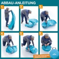 TOM Pop-Up Strandmuschel für 3 Personen mit UV-Schutz 50+ und Tragetasche.