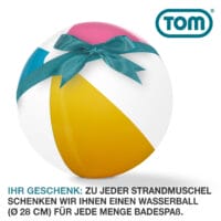 Strandmuschel Pop-Up Modell TOM, ideal für 3 Personen, inkl. UV-Schutz 50+ und Transporttasche.