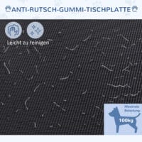 Höhenverstellbarer und klappbarer Trimmtisch mit Unterkorb für Hunde.