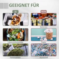 Trommel-Komposter 160L mit 2 Kammern zur getrennten Kompostierung, Grau.