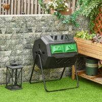 Trommel-Komposter 160L drehbar, ideal für Bio-Abfälle, Farbe Schwarz.