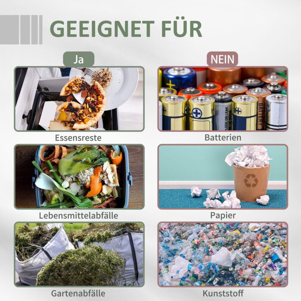 Trommel-Komposter 160L drehbar, ideal für Bio-Abfälle, Farbe Schwarz.
