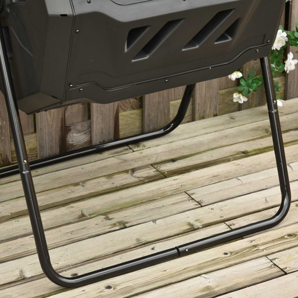 Trommel-Komposter 160L drehbar, ideal für Bio-Abfälle, Farbe Schwarz.