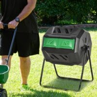 Trommel-Komposter 160L drehbar, ideal für Bio-Abfälle, Farbe Schwarz.