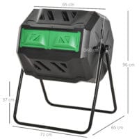 Trommel-Komposter 160L drehbar, ideal für Bio-Abfälle, Farbe Schwarz.