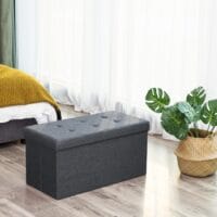 Truhenbank mit Staufach, 76x38x38cm, Stoff Hellgrau