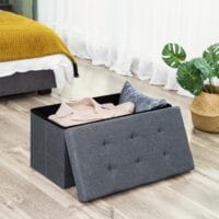 Truhenbank mit Staufach, 76x38x38cm, Stoff Hellgrau